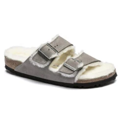 Birkenstock Arizona Shearling Stone Coin Suede Leather