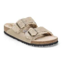 Birkenstock Arizona Shearling Sandal Taupe Suede Leather