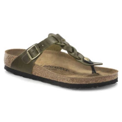 Birkenstock Gizeh Braid Sandal Olive Green Oiled Leather