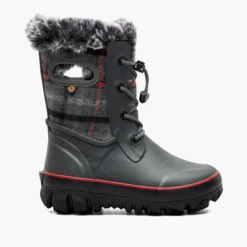 Bogs Kid’s Arcata II Boot Cozy Plaid Dark Grey Multi