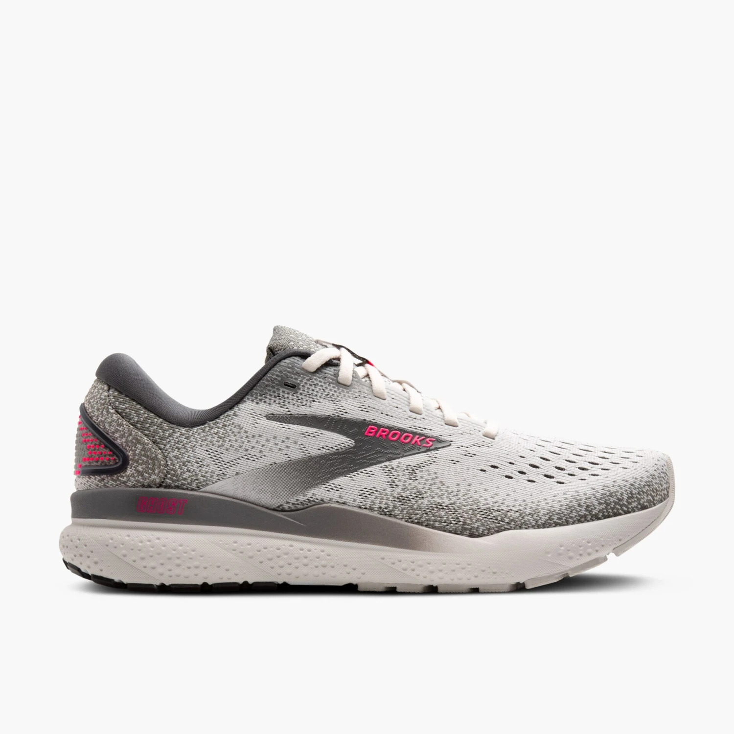 Brooks Womenâs Ghost 16 Grey/Gargoyle/Pink