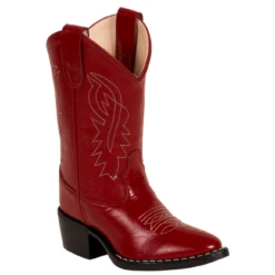 Old West Kid’s Red Leather Cowboy Boots